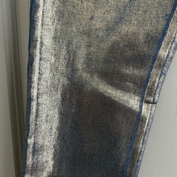 Full Gloss Ripped Metallic Mom Jeans Gold - Picture 2 of 5